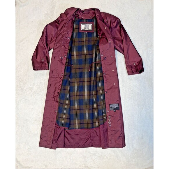 Trench Coat Womens Fleet Street Removable Plaid Flannel Liner 8P Red Burgundy - Picture 1 of 14